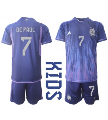 Lacne Dětský Futbalové dres Argentína Rodrigo de Paul #7 MS 2022 Krátky Rukáv - Preč (+ trenírky)